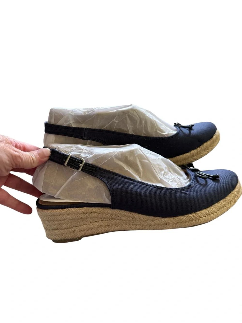 Life Stride NIB Blue Espadrille Slingback Shoes with Bow size 9